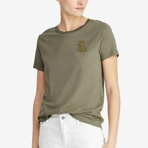 NWT Lauren Ralph Lauren Beaded Logo T-Shirt Green